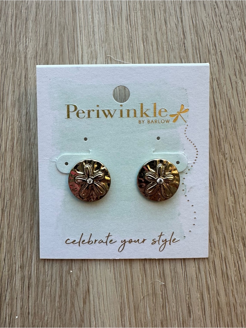 Periwinkle by Barlow Gold Flower Button Earrings